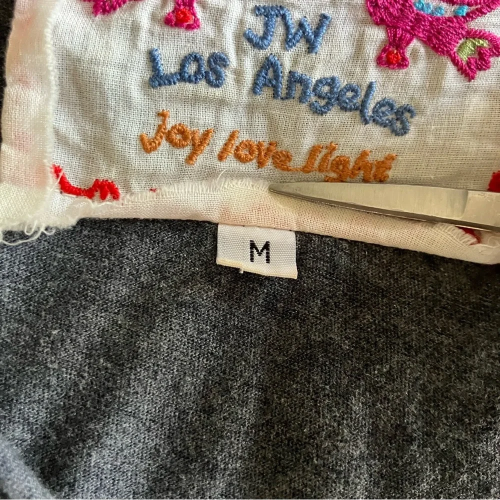 JW Los Angeles Gray Floral Embroidered Long Sleeve Boho Dress - Medium - Picture 8 of 9